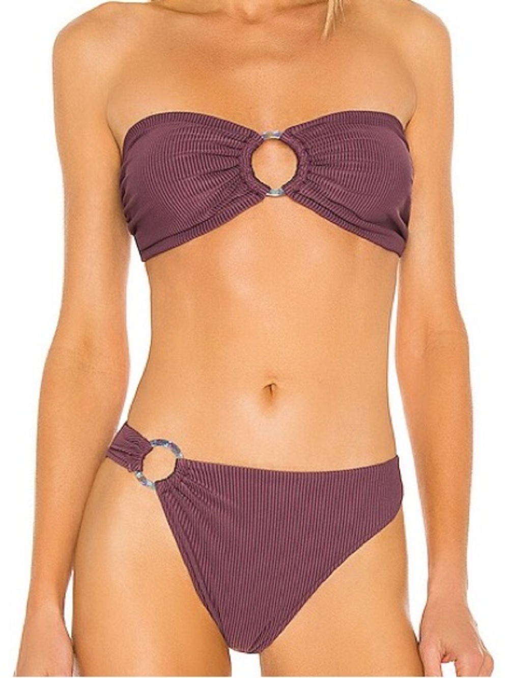 Revolve Aro Swim Beauty Bikini Top in Berry Rib Size Medium NWOT